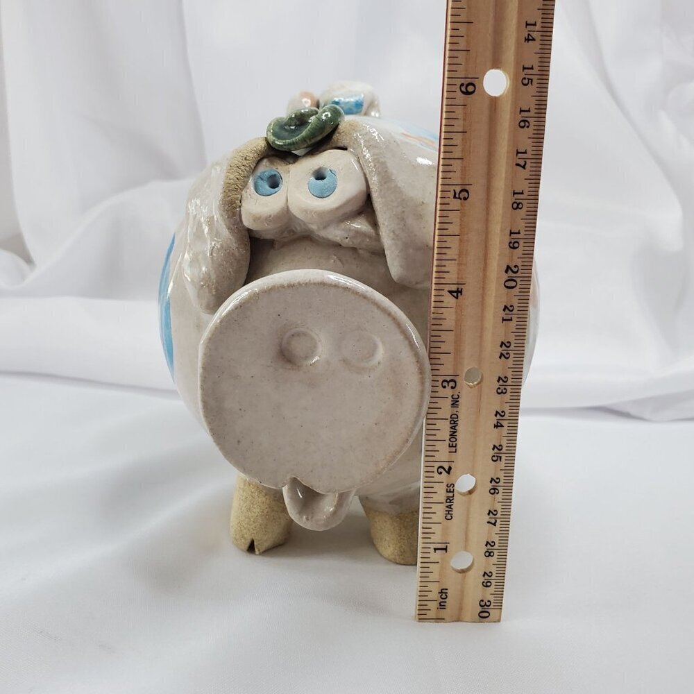 Vtg Piggy Bank Studio Art Pottery Ceramic Glazed Pig, Cowboy Hat & Large Snout - Picture 5 of 16